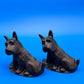 Antique Pair Black Wrought Cast Iron Scottie Dog Bookends