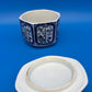 Vintage Japanese Arita Shoho Ko Imari Porcelain Lidded Bowl Blue Gold Floral