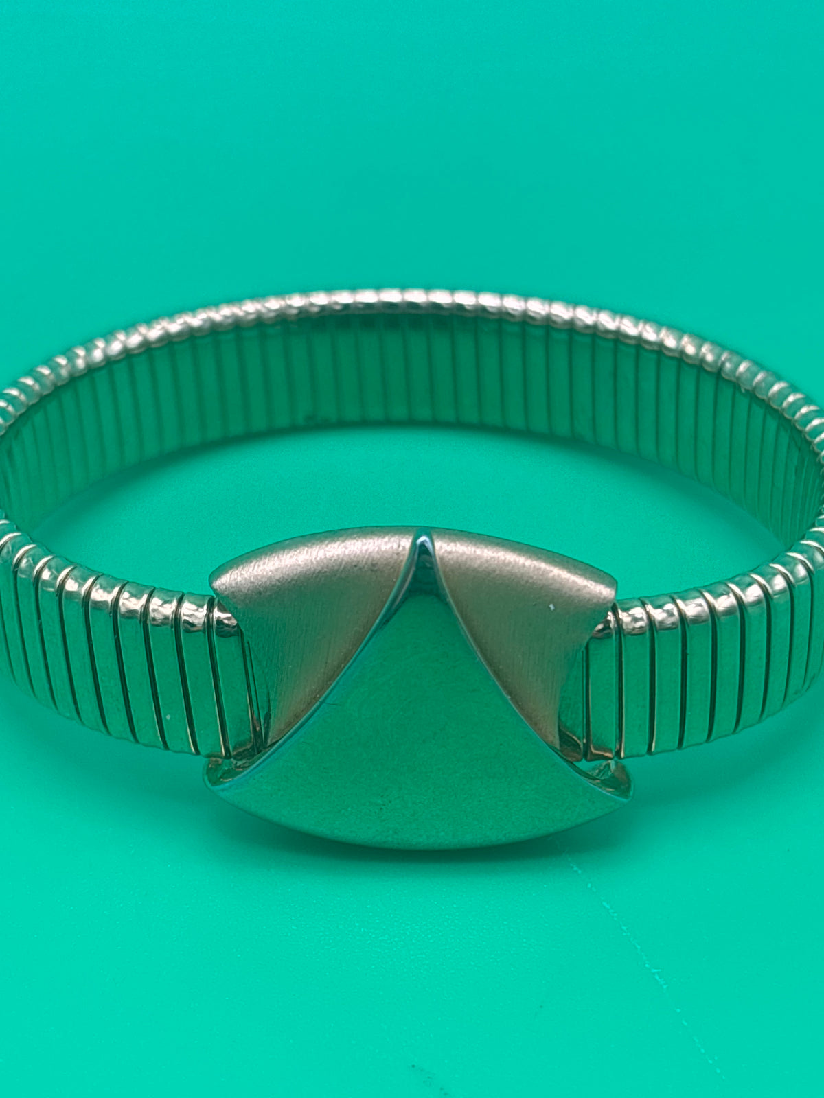 Vintage Napier Silver Tone Stretch Bracelet Geometric Modernist Expansion Rare