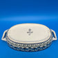 Boleslawiec Polish Pottery Oval Baker Dish Blue Green Floral #192 Poland 9”