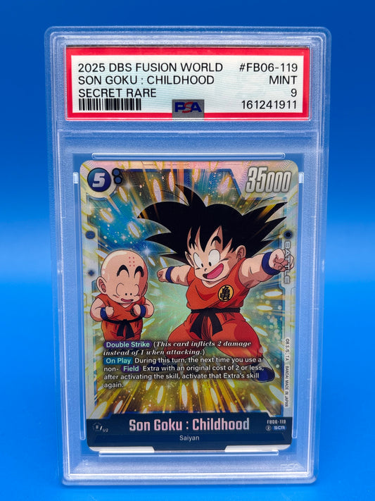 2025 DBS Fusion World Son Goku Childhood FB06-119 SCR Super Alt Art PSA 9