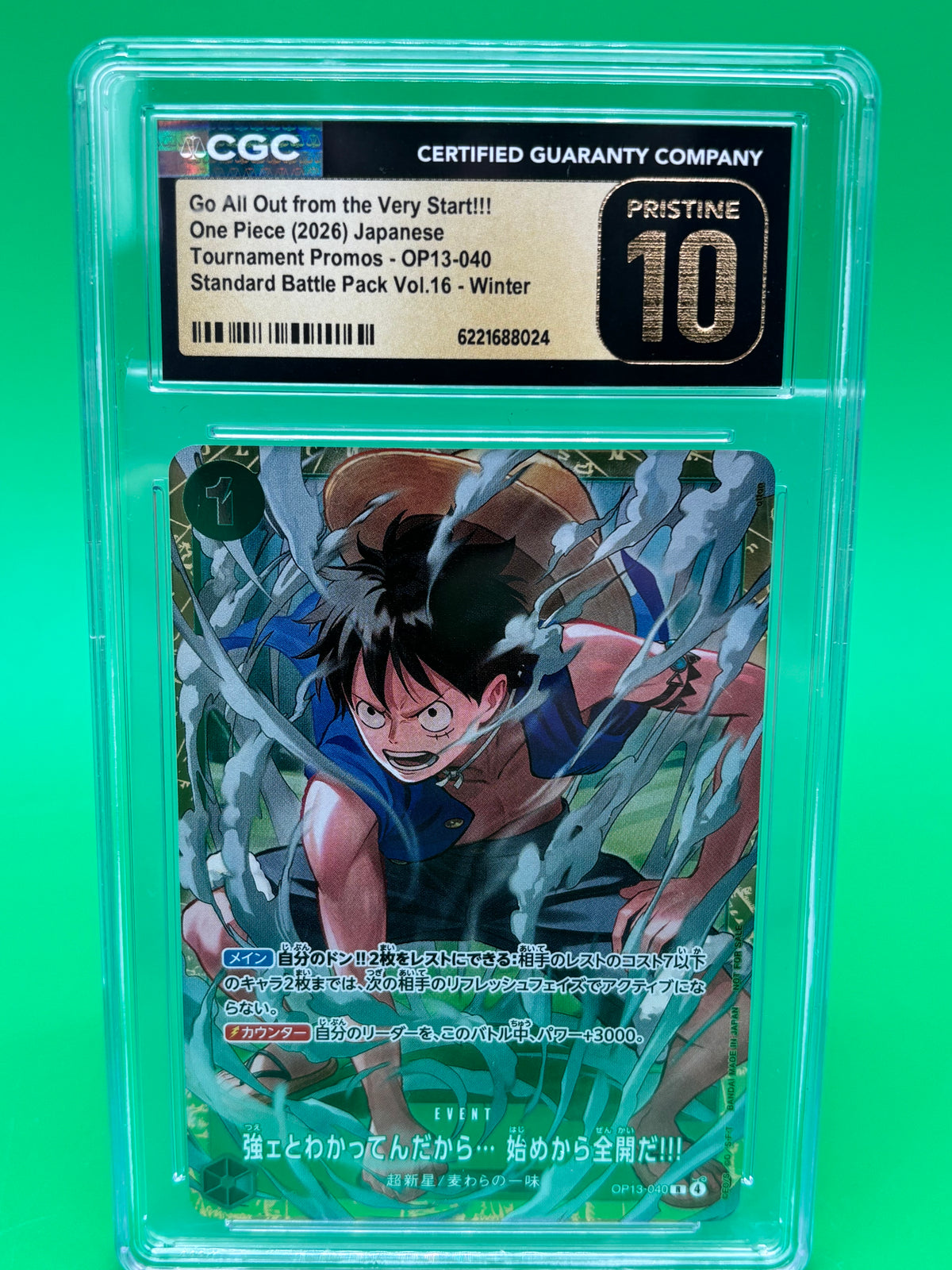 2026 One Piece OP13-040 Luffy Standard Battle Vol.16 CGC Pristine 10 JP