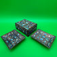 Vintage Chinese Cloisonne Enamel Jewelry Trinket Box & Matching Pair Dishes Floral Blue Brass Set