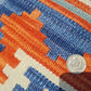 Vintage Hand Knotted Shiraz Kilim Wool Area Rug 2.9 x 2.1 Ft Blue Orange Persian Style
