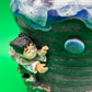 Antique Japanese Sumida Gawa Vase Signed Ban-ni Blue Drip Glaze Figural 5.25”