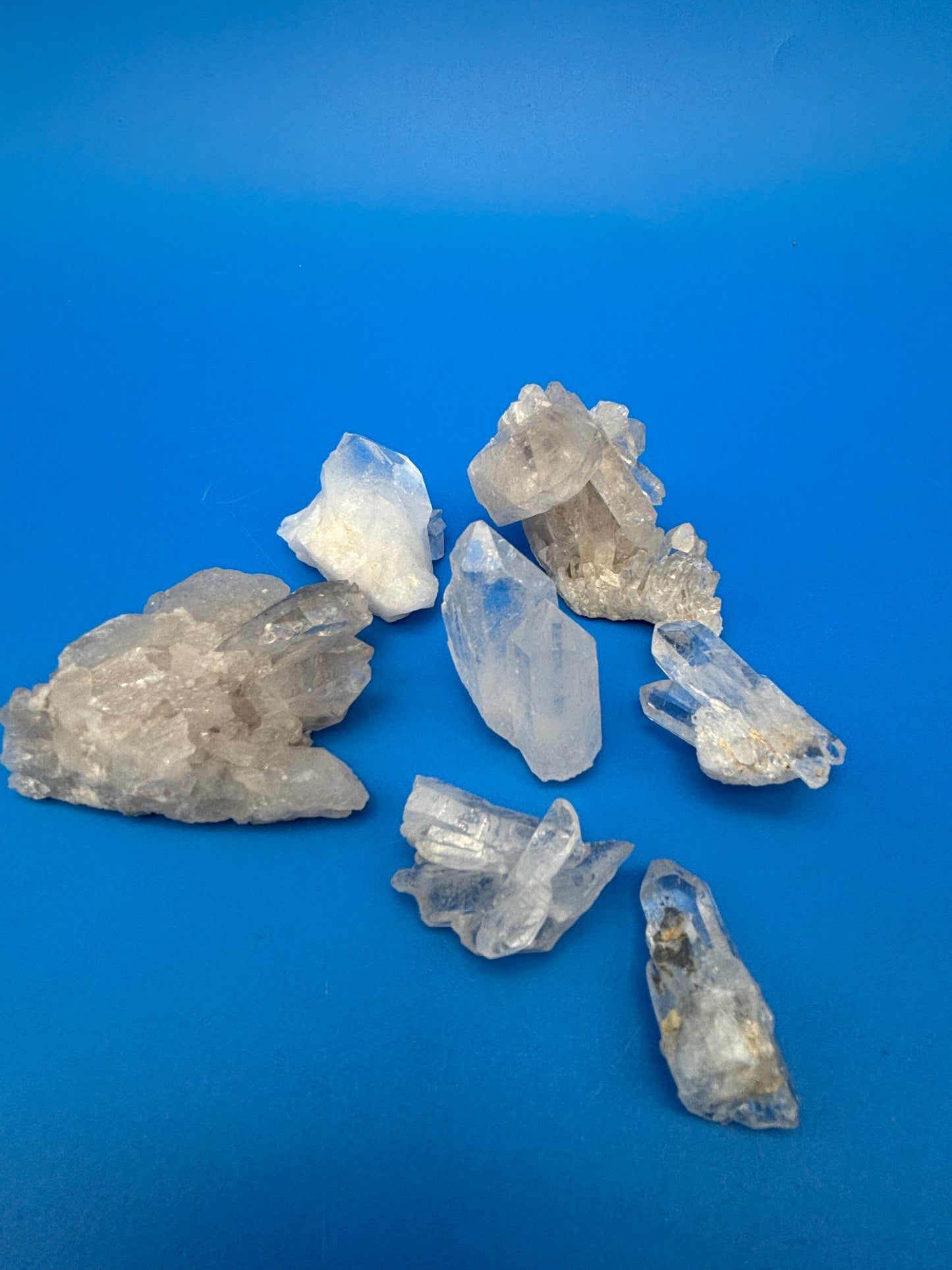 Natural Clear Quartz Crystal Cluster Lot 8 Mineral Specimens Points Matrix Raw