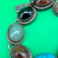 Vintage Taxco Mexico Sterling Silver Multi Stone Bracelet 925 TA-95 58g