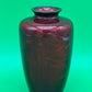 Signed Ando Japanese Pigeon Blood Red Ginbari Cloisonne Bird Bamboo Vase 5.75”