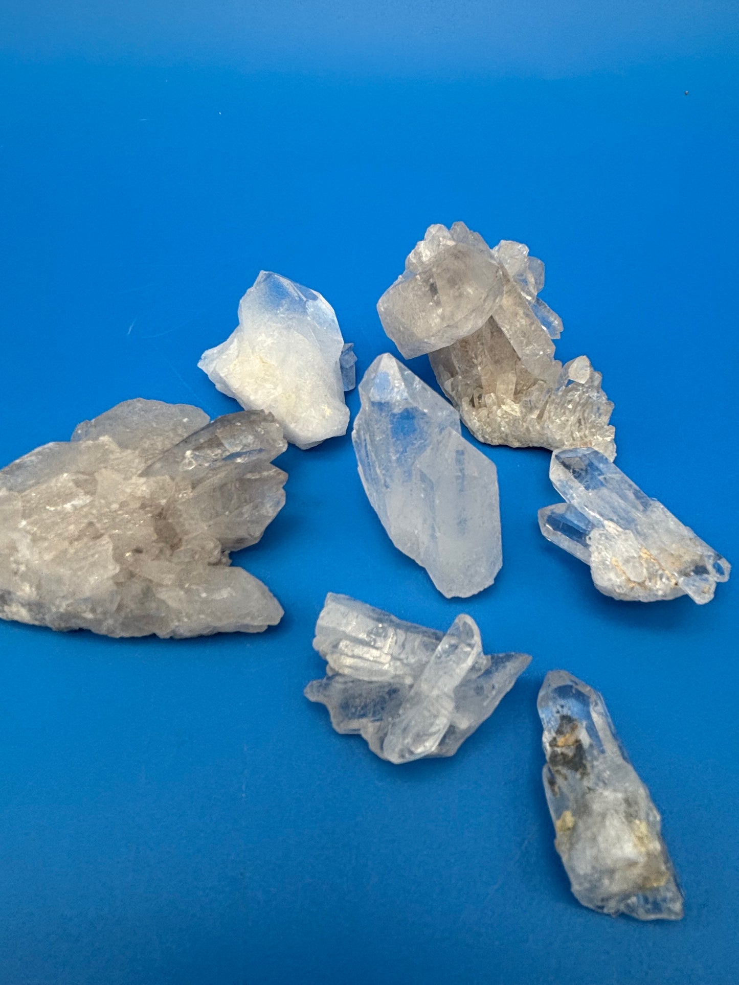 Natural Clear Quartz Crystal Cluster Lot 8 Mineral Specimens Points Matrix Raw