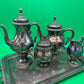 Vintage Silver Plate Tea & Coffee Set w/ Tray International Silver St James