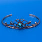 Vintage Sterling Silver Turquoise Cuff Bracelet Openwork Southwestern Design