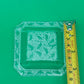 Vintage Clear Pressed Glass Ashtray Bird Berry Motif Square Trinket Dish 3.25”