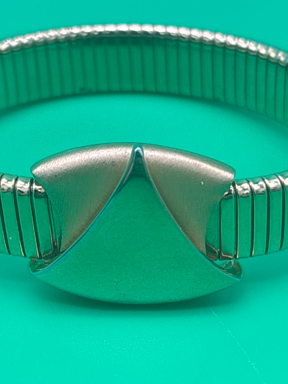 Vintage Napier Silver Tone Stretch Bracelet Geometric Modernist Expansion Rare