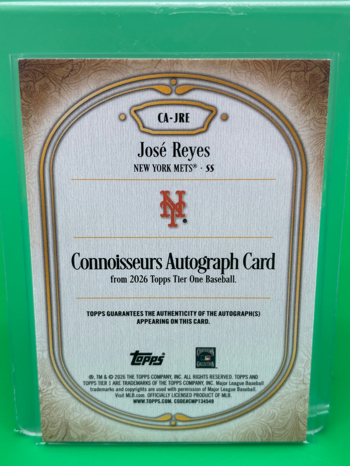 2026 Topps Tier One Connoisseurs Autograph José Reyes #59/75