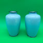 Pair Antique Japanese Musen Cloisonne Mt Fuji Pagoda Landscape Vases 4.5”