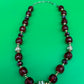 Vintage Signed Napier Deep Red Faceted Bead Necklace & Earring Set