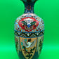 Large Antique Meiji Japanese Cloisonne Dragon Ho-o Phoenix Shield Vase 11.75”
