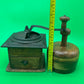 Antique Peugeot Freres Coffee Grinder & Vintage Turned Wood Lidded Container Lot