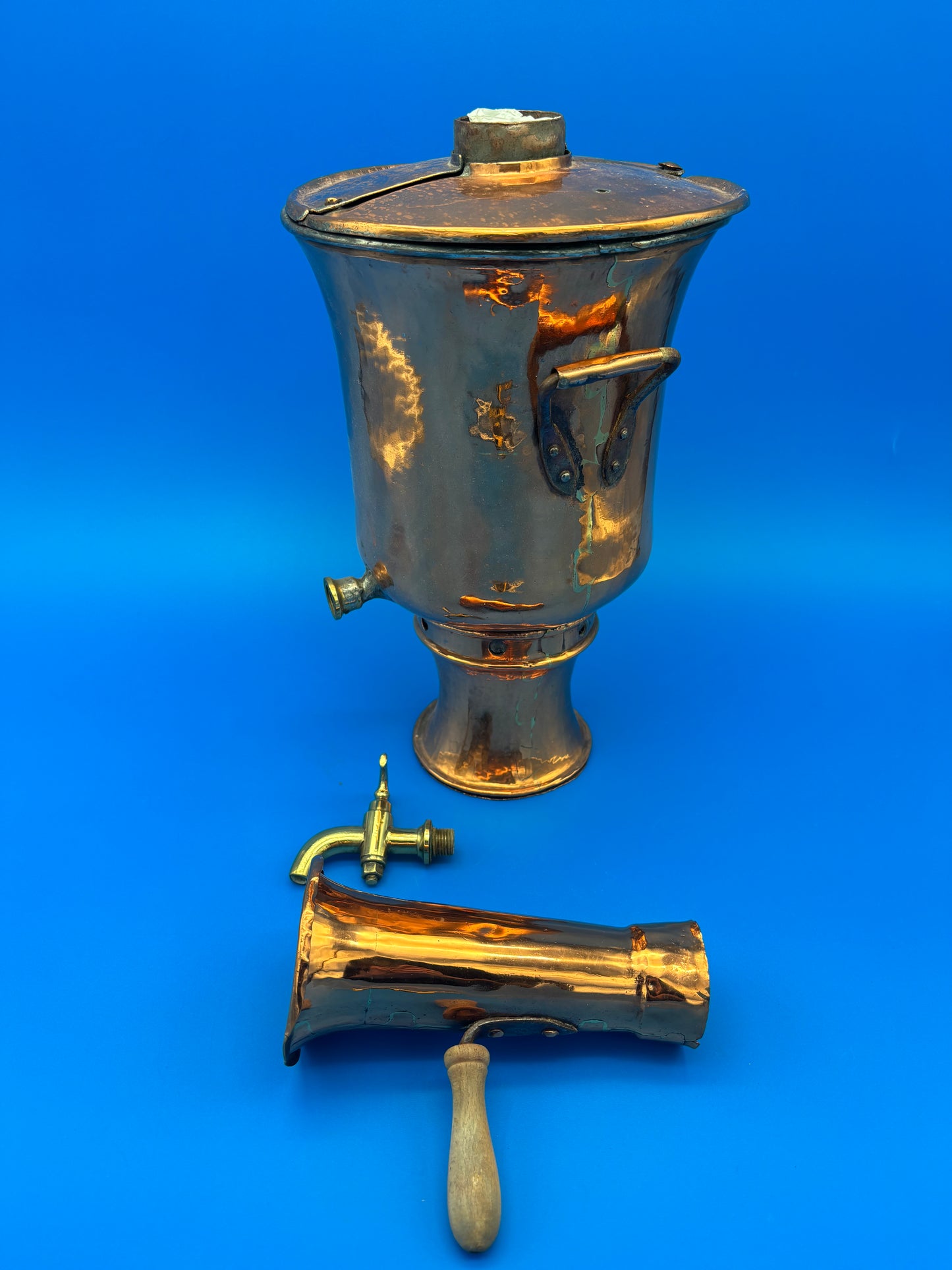 Rare Antique Heavy Solid Copper Tea Samovar - Turkish - Tea Boiler w/Chimney