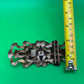 Vintage Art Nouveau Filigree Sash Pin Brooch Pink Marbled Glass Cabochons Antique Style
