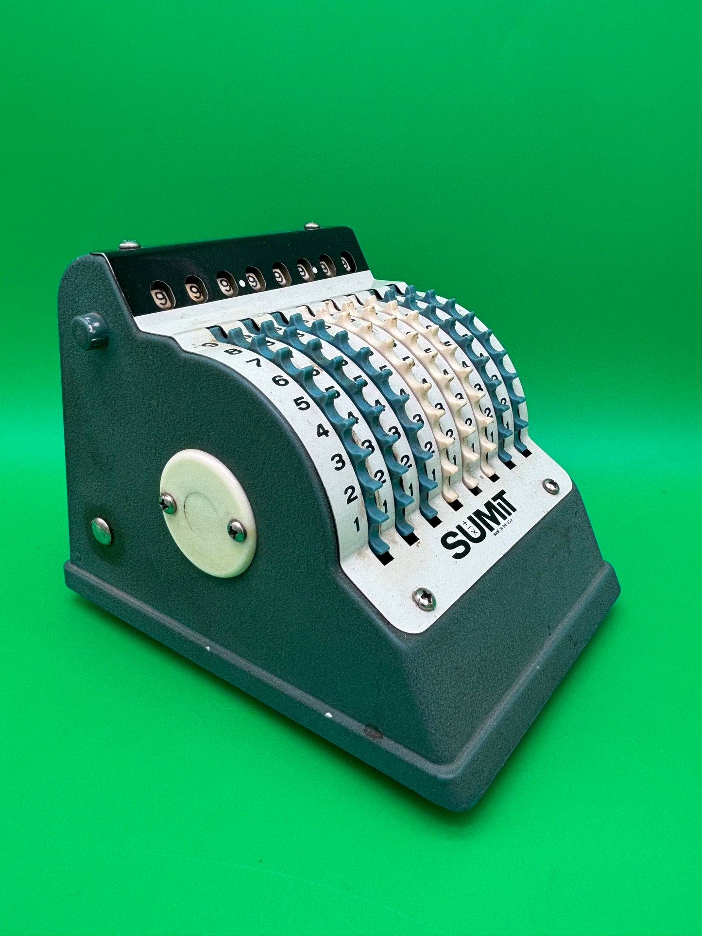 Vintage SUMIT Manual Adding Machine Calculator w/ Original Box Directions Pearl NY