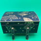 Antique Japanese Fujii Damascene Footed Cigarette Box Mt Fuji Mark Gold Inlay c1930