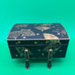 Antique Japanese Fujii Damascene Footed Cigarette Box Mt Fuji Mark Gold Inlay c1930