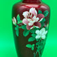 Beautiful 7 1/8'' Showa Japanese Red Gimbari Cloisonne Enamel Floral Rose Vase