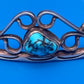 Vintage Sterling Silver Turquoise Cuff Bracelet Openwork Southwestern Design