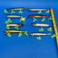 Lot of 8 Vintage Wooden Saltwater Fishing Lures Needlefish Poppers Swimmers Surf Plug Collection