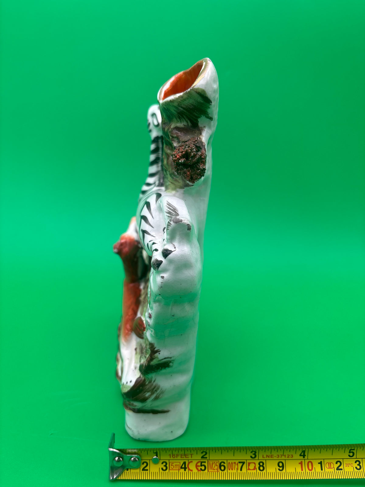 Antique Staffordshire Zebra Fox Spill Vase Victorian c1860 Pottery 8”