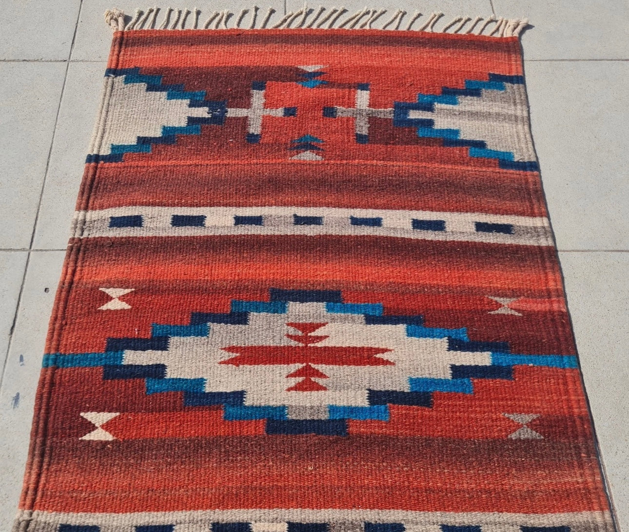 Rare Hand Knotted Vintage South American Kilim Kilm Wool Area Rug 3.3 x 1.10 Ft