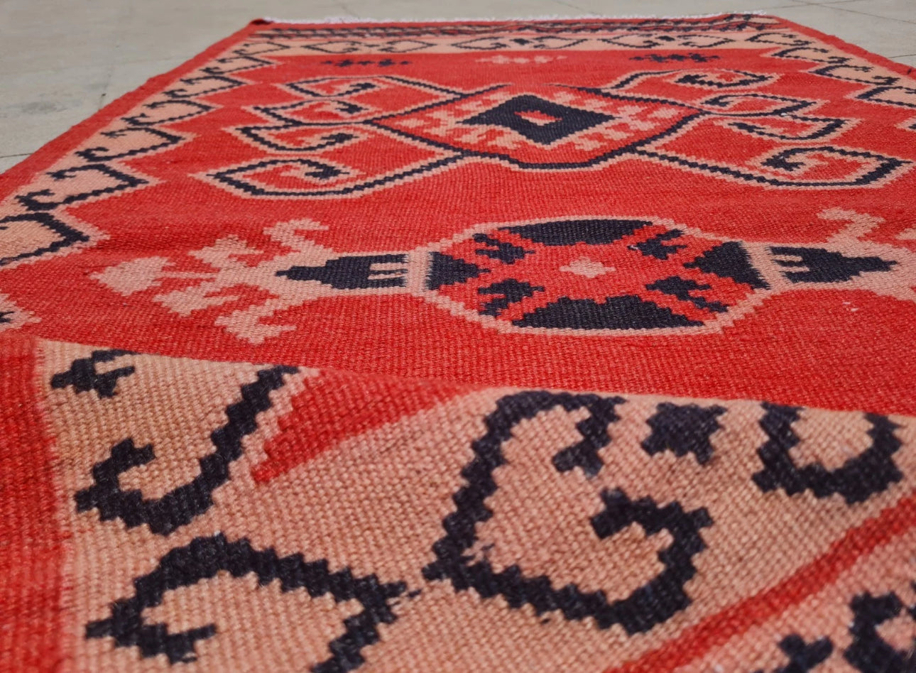 Amazing Hand Knotted Vintage Turkish Kilim Kilm Wool Area Rug 4.6 x 2.3 Ft