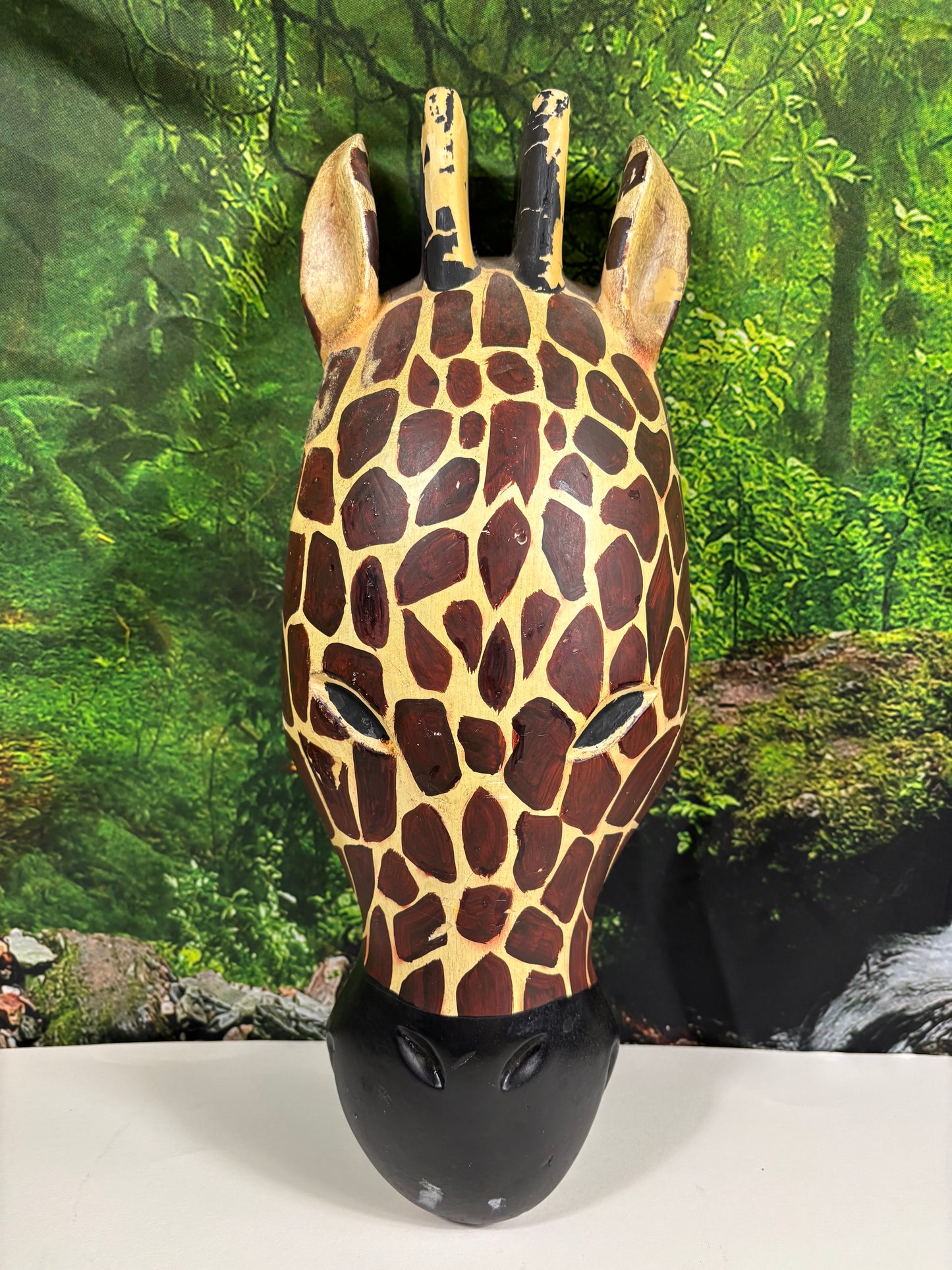 Wooden Giraffe Head Wall Hanging