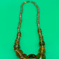 Vintage Amber Topaz Faceted Glass Bead Necklace Graduated Estate Jewelry 16”