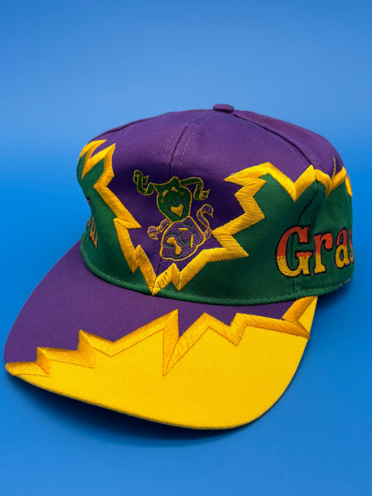 Vintage Mardi Gras Rare Hat SnapBack Lightning Bolt Thunder Jagged Edge Cap