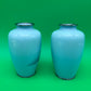 Pair Antique Japanese Musen Cloisonne Mt Fuji Pagoda Landscape Vases 4.5”