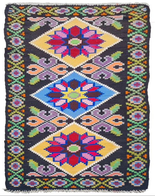 Hand Knotted Vintage Russian Julkrus Kilim Kilm Wool Area Runner Rug 7 x 3 Ft