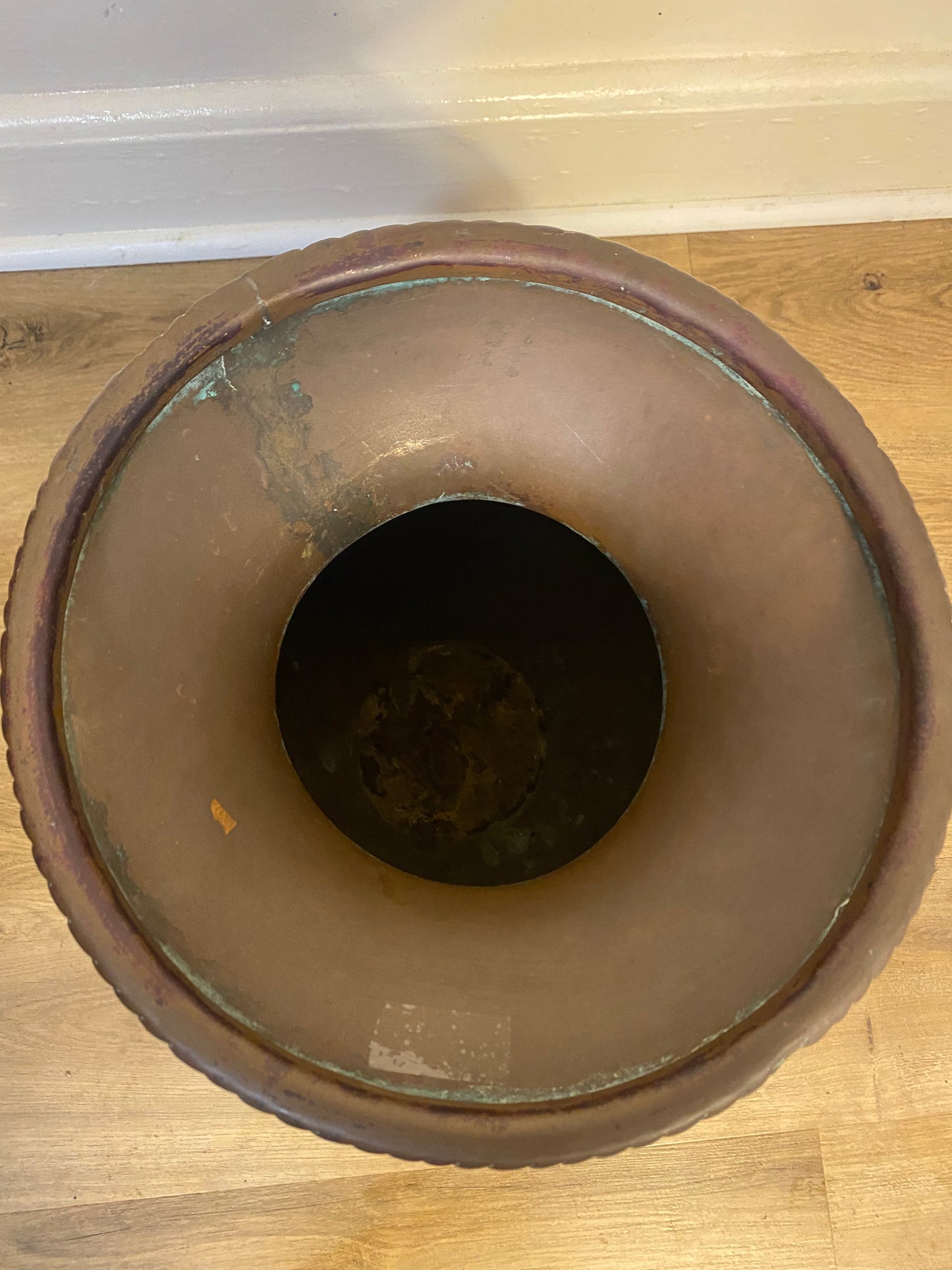 Antique Arts & Crafts Hand-Hammered Copper Urn with Riveted Seams, c. 1890–1915